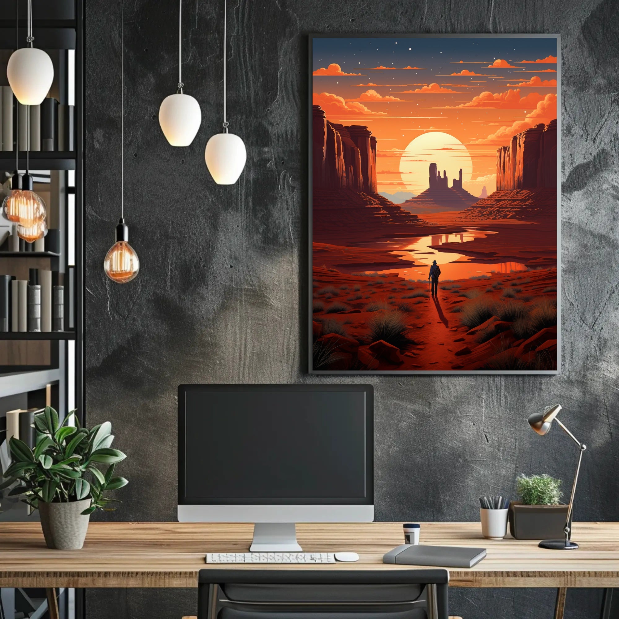 Desert Wanderer At Sunset Poster PosterGoat
