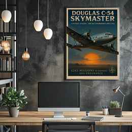 Douglas C-54 Skymaster Aviation Poster Vintage Print