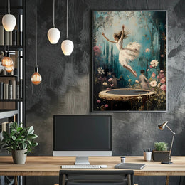 Enchanted Leap Poster Vintage Ballerina Wall Art