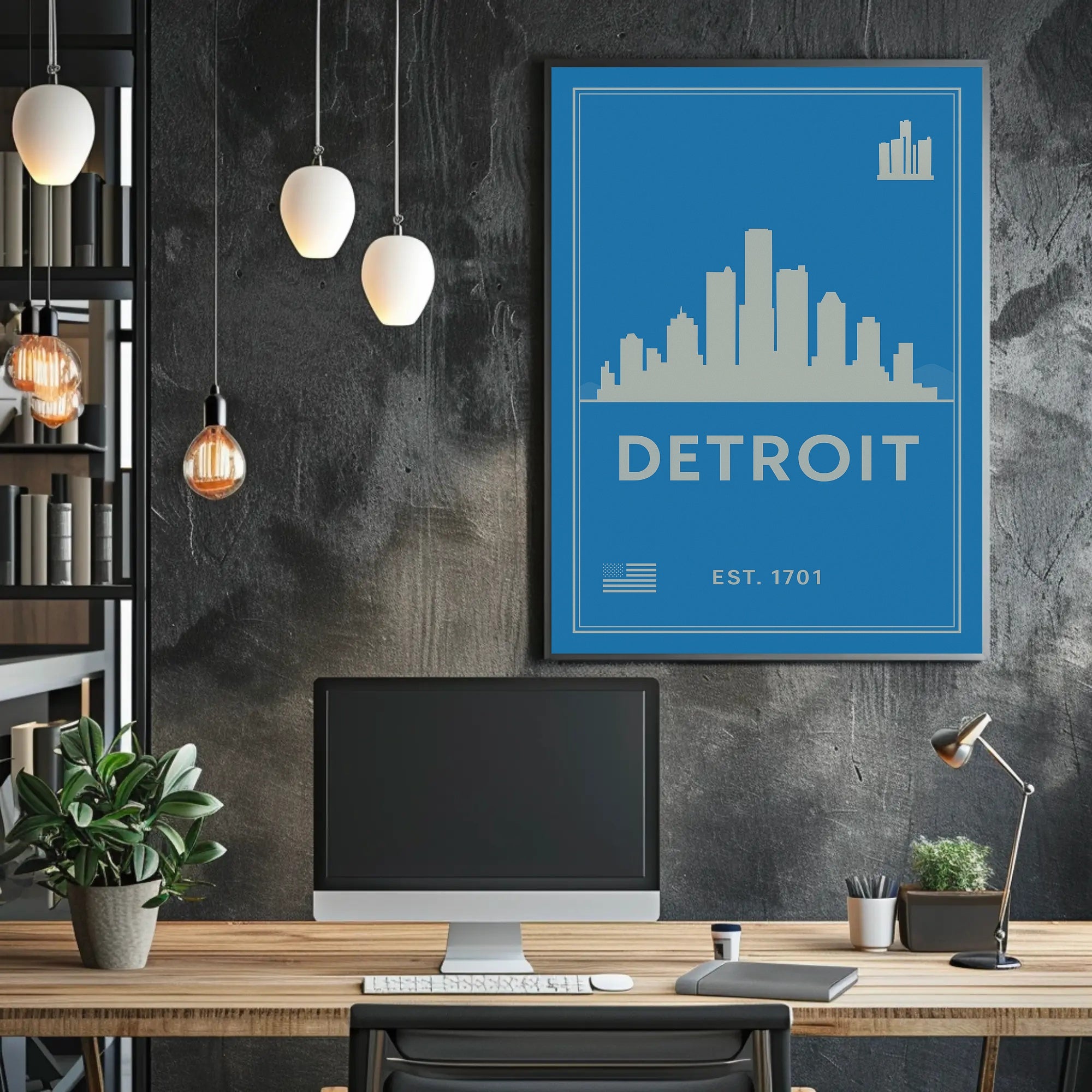 Detroit Skyline Poster PosterGoat