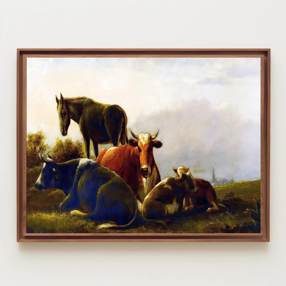 Pastoral Countryside Scene with Farm Animals - Animal Poster