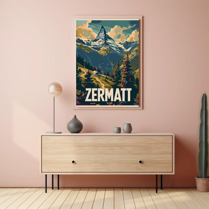 Zermatt Switzerland Matterhorn Alps Travel Poster