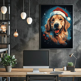 Golden Retriever Christmas Poster: Festive Holiday Decor