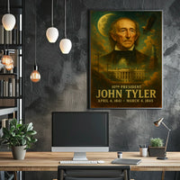 John Tyler Tenth President Historic Neoclassical Realism Artwork Vintage Patriotism Poster