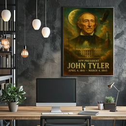 John Tyler Tenth President Historic Neoclassical Realism Artwork Vintage Patriotism Poster