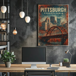 Pittsburgh Vintage Cityscape Retro Poster