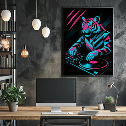 Neon Tiger Dj Poster