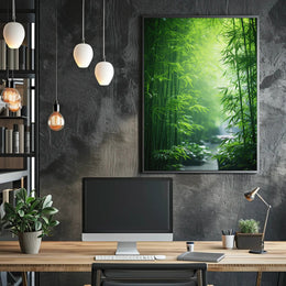 Enchanting Bamboo Grove in East Asian Heritage Poster