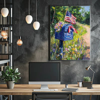 Blue Mailbox With Patriotic Ribbons Outdoor Garden Poster