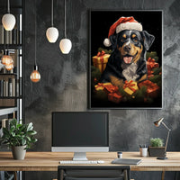 Festive Dog with Santa Hat Holiday Poster