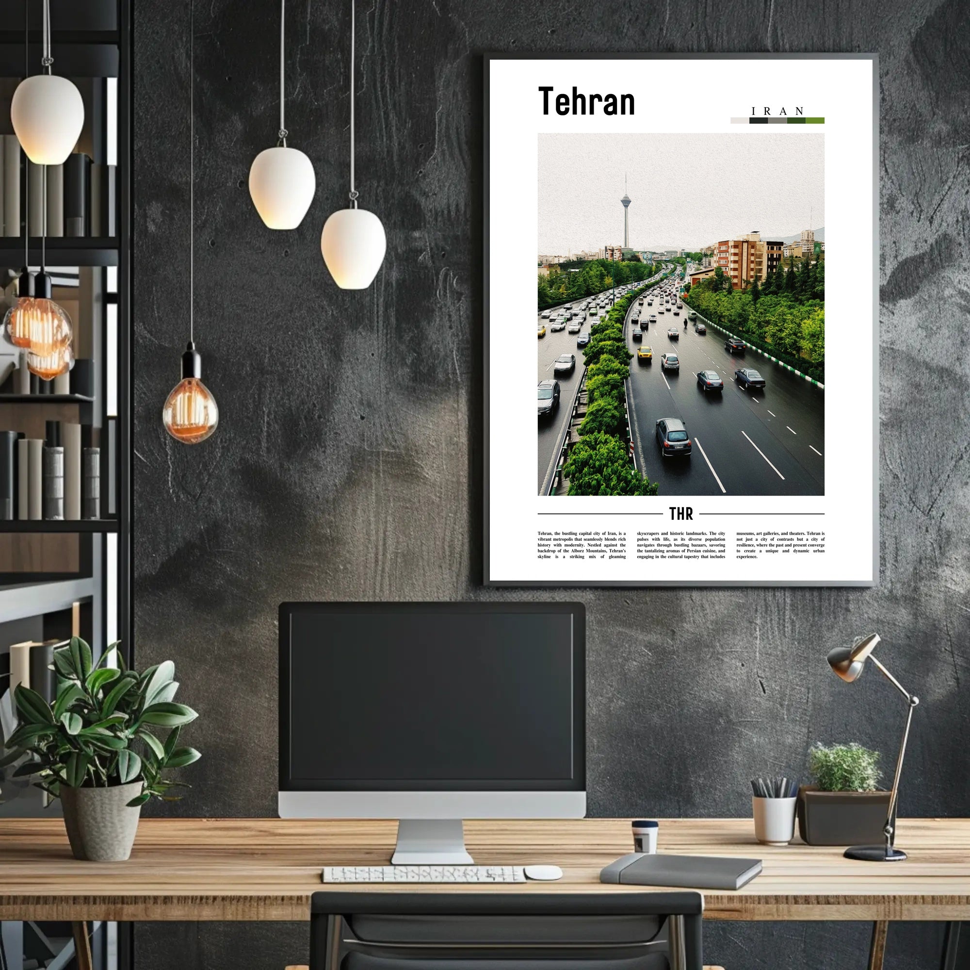 Tehran's Vibrant Cityscape With Milad Tower Urban or Cityscape Poster PosterGoat