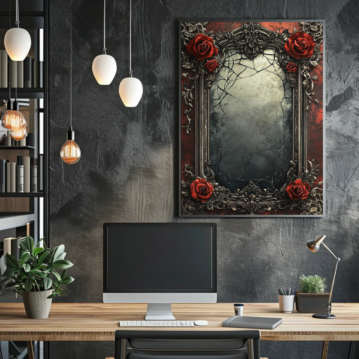 Vintage Gothic Mirror Art for Historical or Heritage Poster