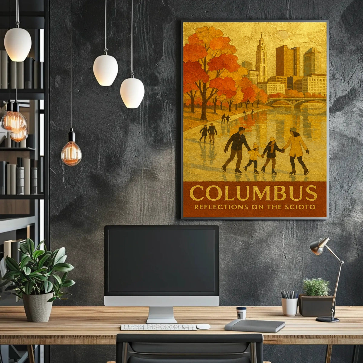 Columbus Reflections On The Scioto Poster