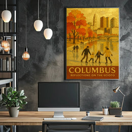 Columbus Reflections On The Scioto Poster