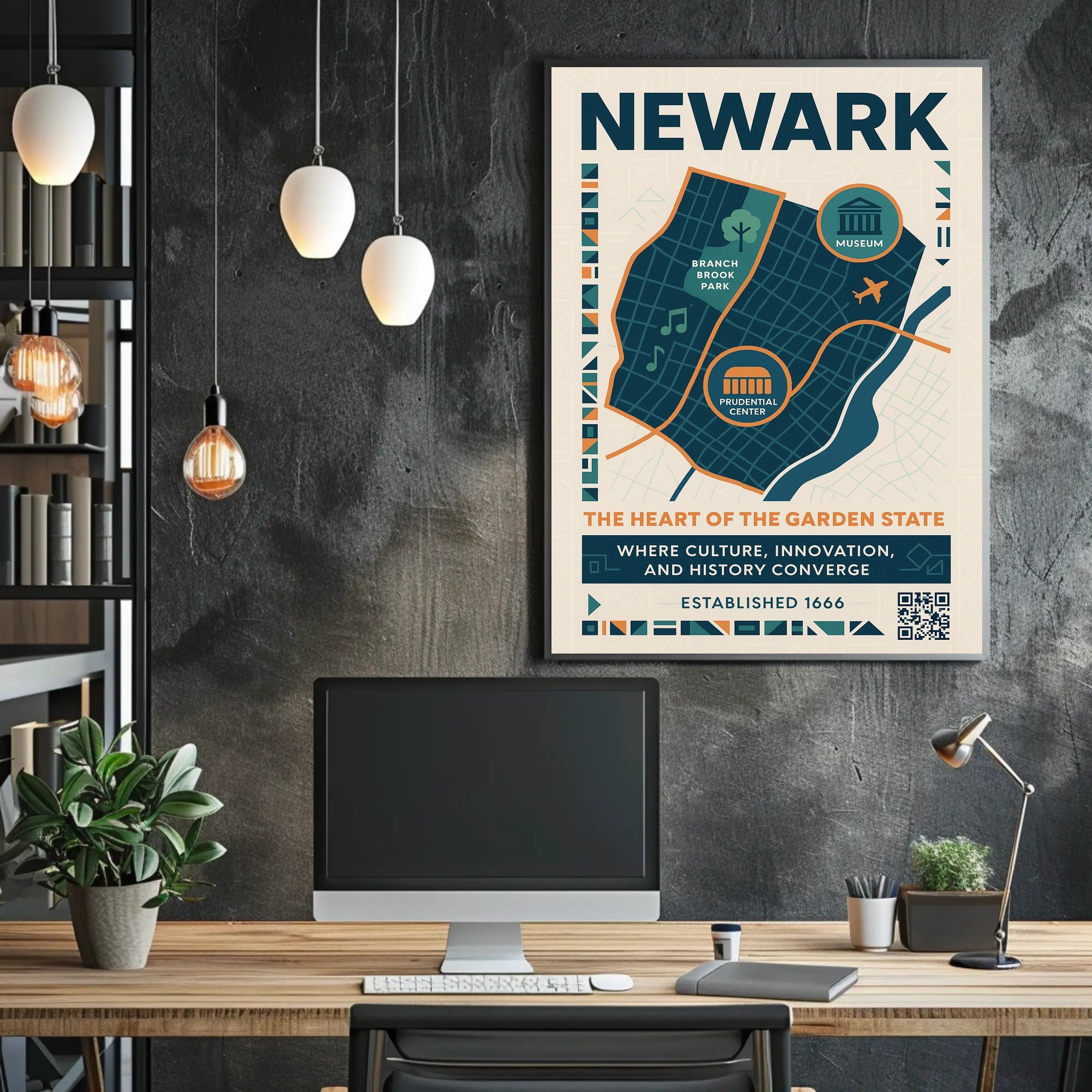 Newark Vibrant Urban Cityscape Modern Infographic Travel Poster PosterGoat