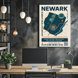 Newark Vibrant Urban Cityscape Modern Infographic Travel Poster PosterGoat