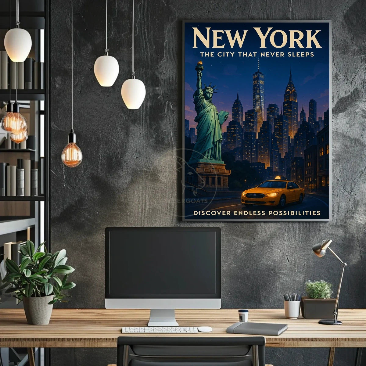 New York City Skyline with Statue of Liberty Urban Poster