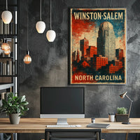 Winston Salem Skyline Nostalgic Americana Poster