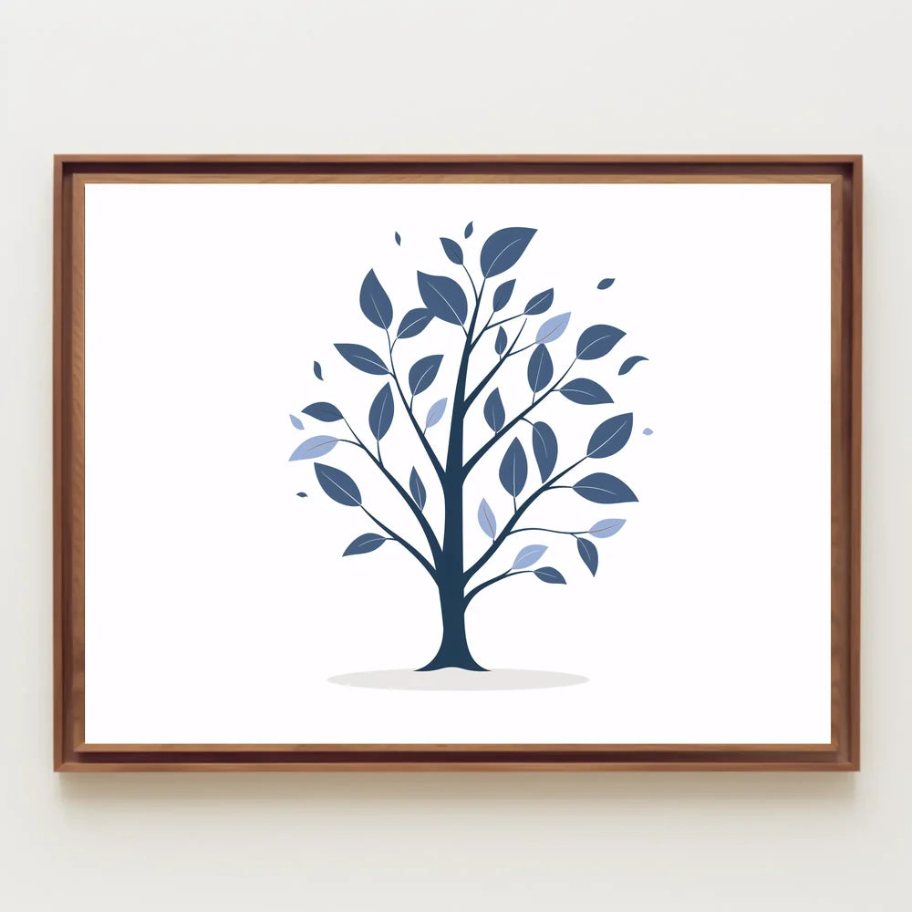 Minimalist Blue Tree Modern Art Poster