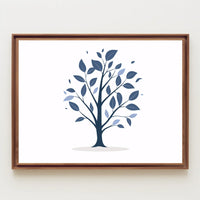 Minimalist Blue Tree Modern Art Poster