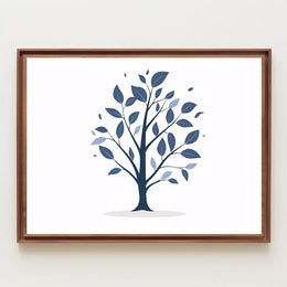 Minimalist Blue Tree Modern Art Poster