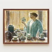 Serene Domestic Scene in Blue Robe Artistic Poster