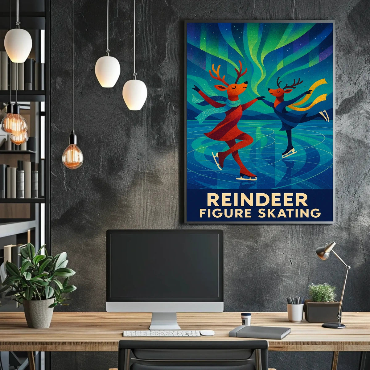 Joyful Reindeer Figure Skating Fantasy Poster
