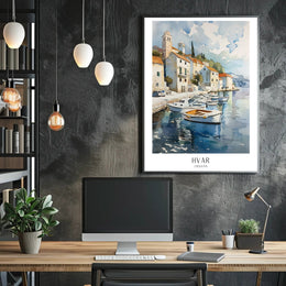Scenic Harbor View of Hvar Croatia Travel Poster PosterGoat