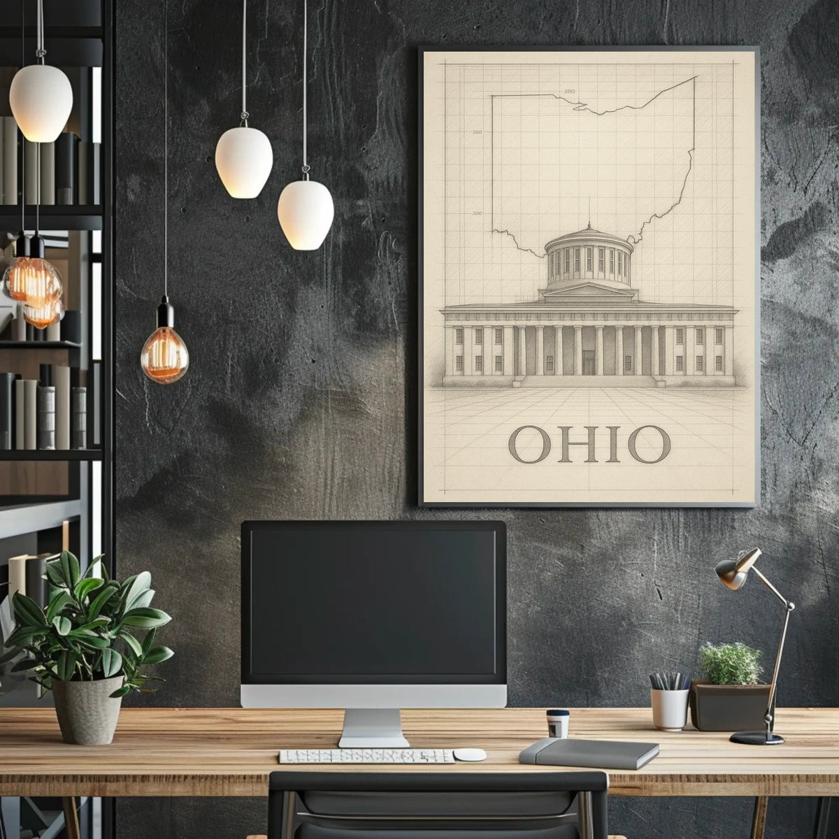 Ohio State Capitol Blueprint Poster