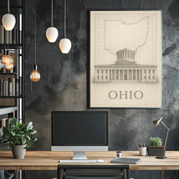 Ohio State Capitol Blueprint Poster