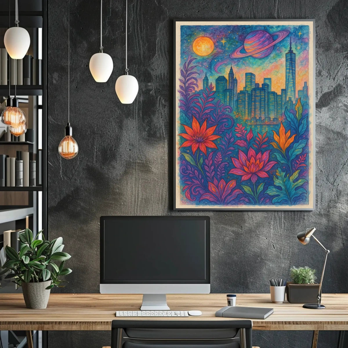 Cosmic Cityscape Poster