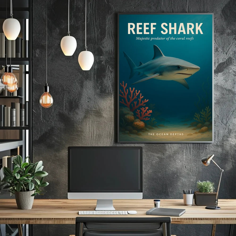 Majestic Reef Shark Photorealistic Animal Poster PosterGoat