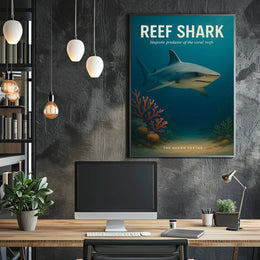 Majestic Reef Shark Photorealistic Animal Poster PosterGoat