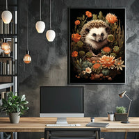 Hedgehog in Bloom: Enchanting Nature Art Poster