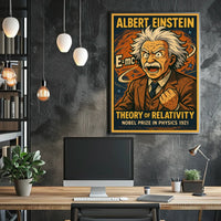 Curious Einstein Portrait Vintage Science Poster