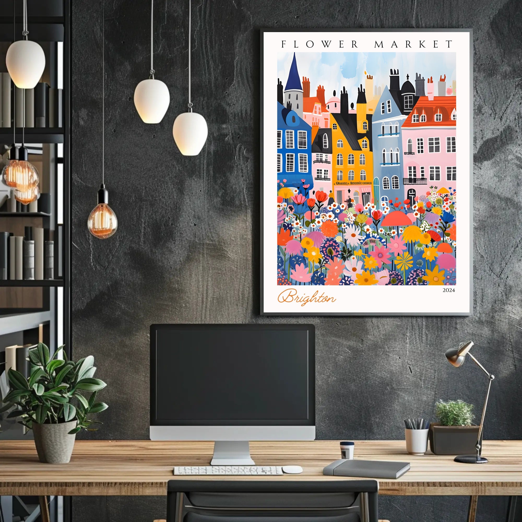 Brighton Flower Market Poster PosterGoat