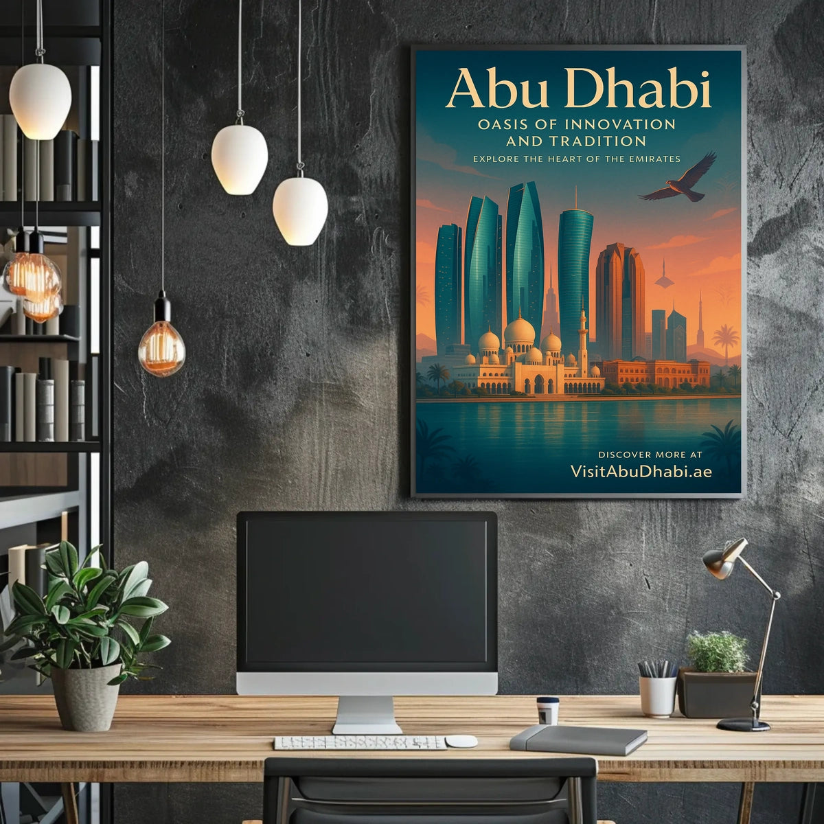 Abu Dhabi Skyline Modernity and Tradition Travel Poster