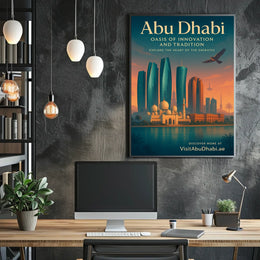 Abu Dhabi Skyline Modernity and Tradition Travel Poster