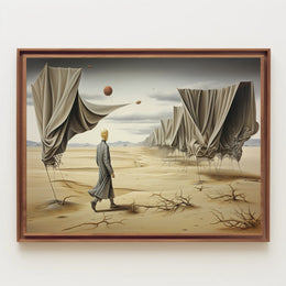 Desert Solitude: Surrealistic Sci-Fi Landscape Art Poster