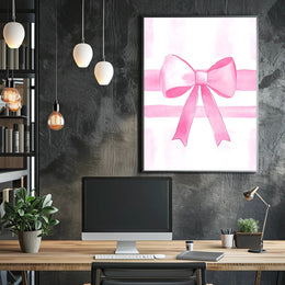 Pink Ribbon Elegance Minimalist Wall Art Poster