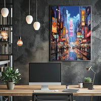 Neon Skyline of Futuristic East Asian Cityscape Poster
