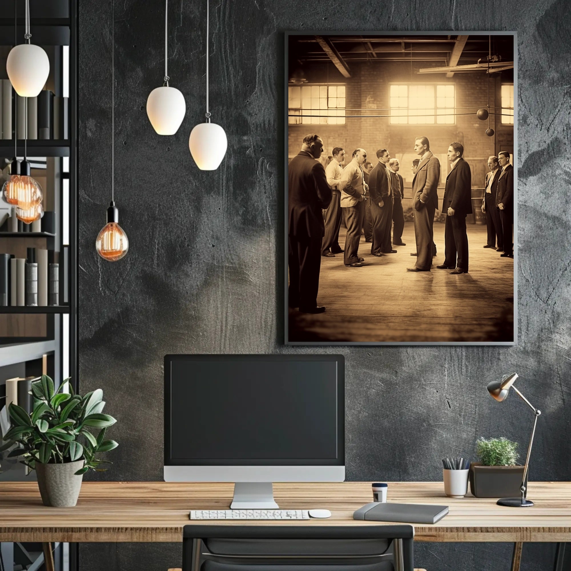 Vintage Gathering in a Boxing Gym Poster