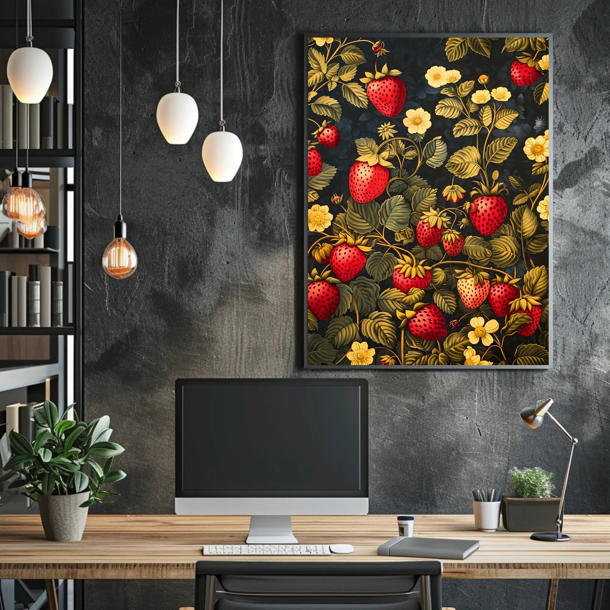 Strawberry Botanical Art Poster in Abstract or Artistic Poster