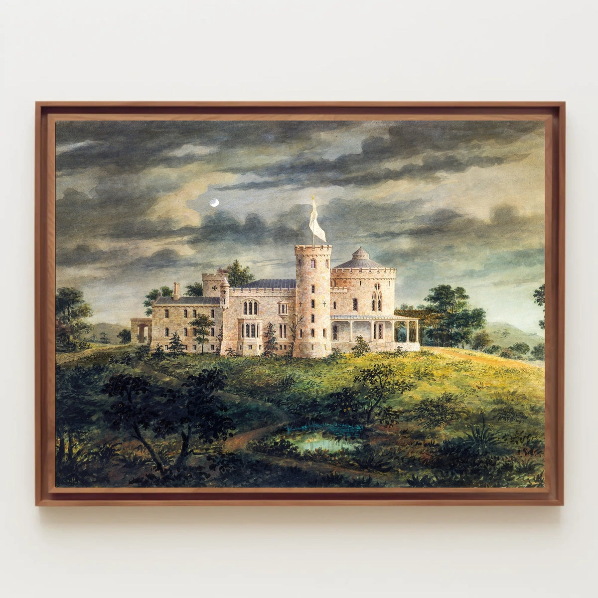 Mysterious Castle under a Moonlit Sky Poster