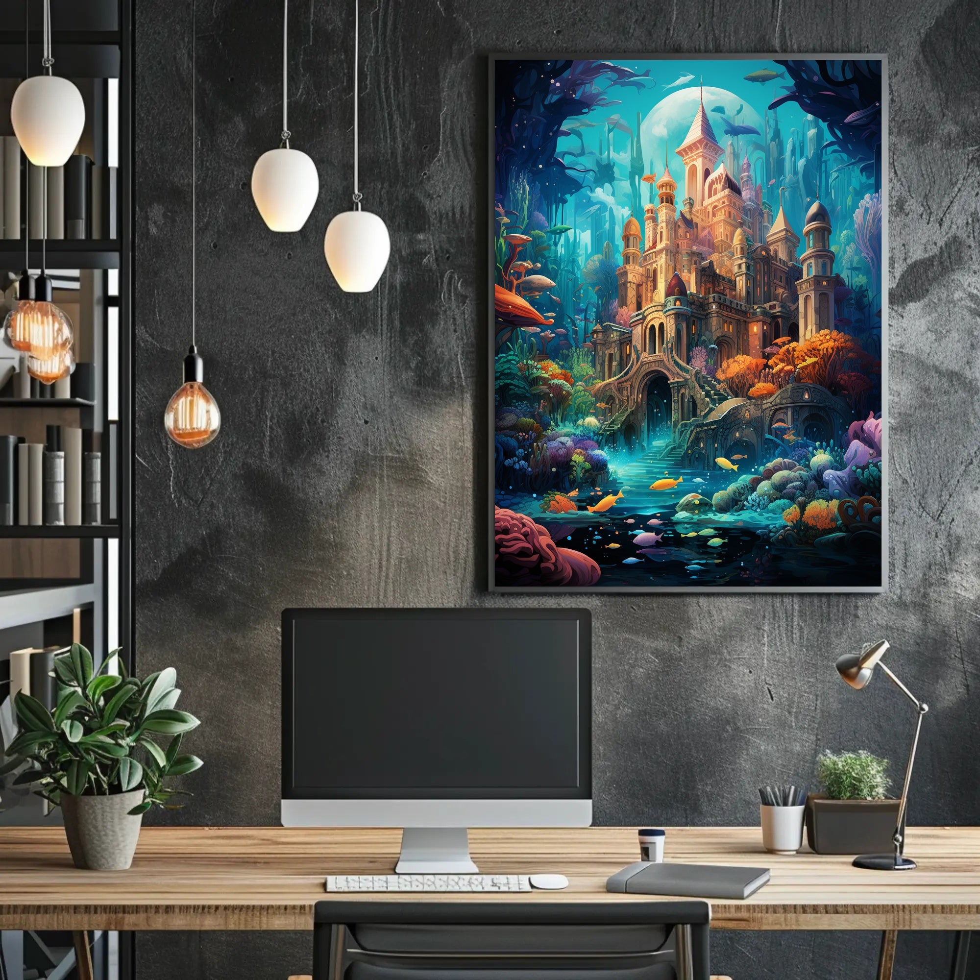 Enchanted Underwater Castle Poster