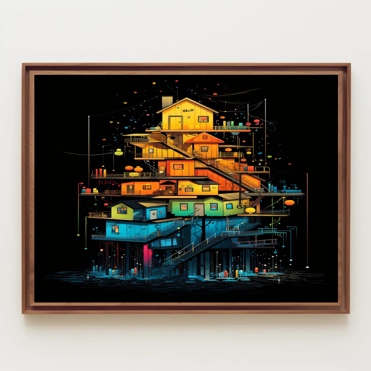 Colorful Stacked Houses Poster