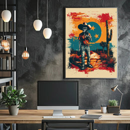 Desert Cowboy Skeleton Poster PosterGoat