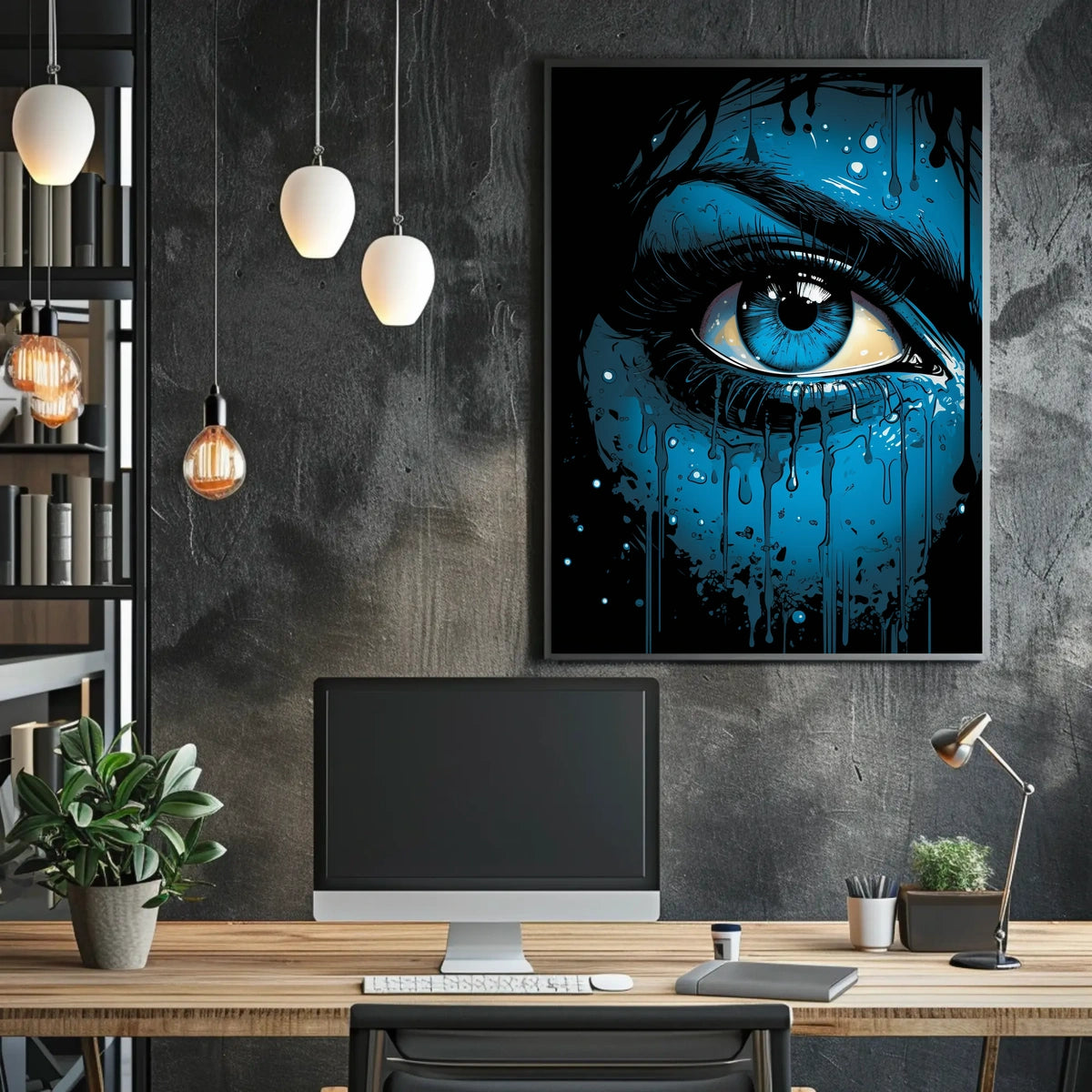 Intense Blue Eye Surreal Art Poster Print