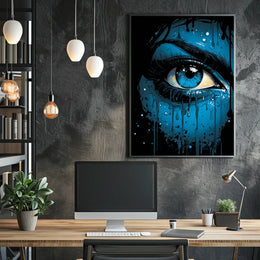 Intense Blue Eye Surreal Art Poster Print