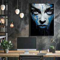 Striking Blue-Eyed Woman Abstract Art Poster